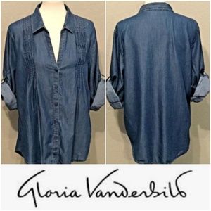 Gloria Vanderbilt XL Giselle Denim Top Chambray
